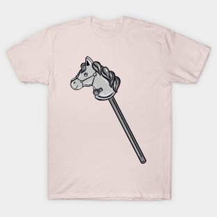 Black And White Horse Stick With Pink Background T-Shirt